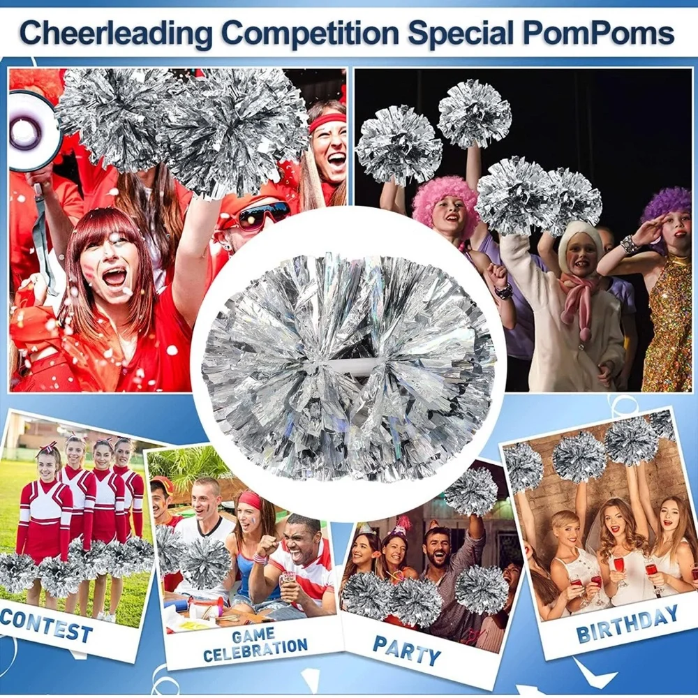 Silver Metallic Party Decorations Pom Poms